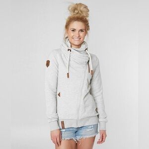 Naketano Path Cowl Neck Sweatshirt Full Zip Size Small